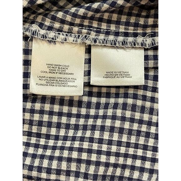 Anne Klein checkered size 14 top blue white long sleeve - Picture 5 of 6